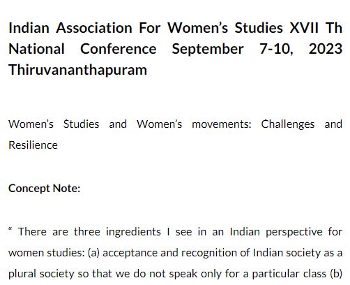 Indian Association for Women’s Studies